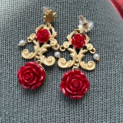 baroque court style floral drop earrings