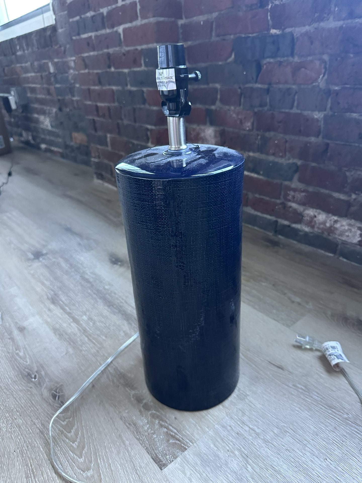 Linen Textured Ceramic Large Lamp Base Dark Blue (with free shade)