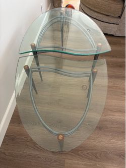 Two paired glass coffee table