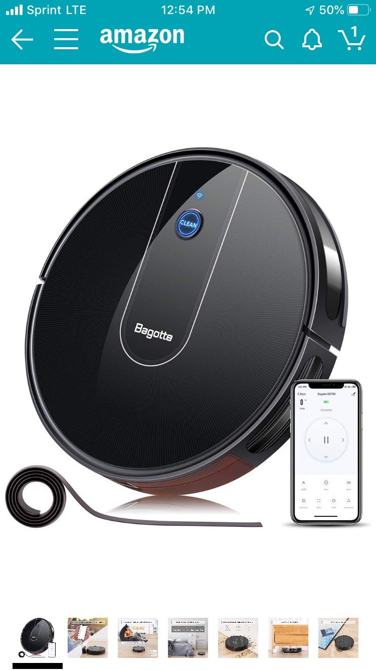 Robot Vacuum - 1600PA Wi-Fi Connected APP Schedule Cleaning Robotic Vacuum Cleaner , Striped Panel, 2.7" Super-Slim, Boundary Strips Included, Ideal