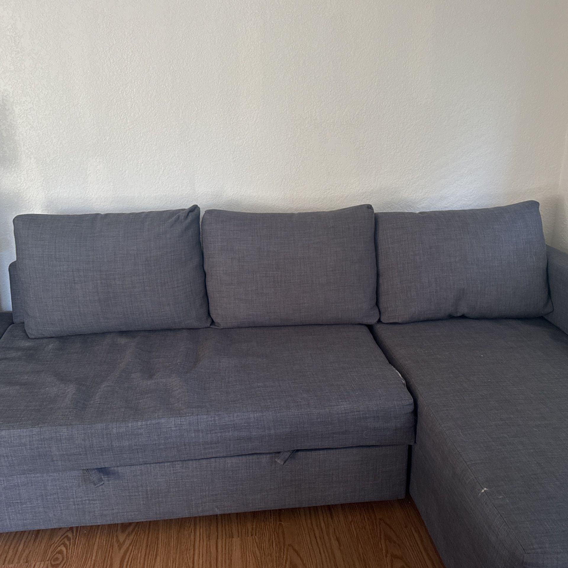 IKEA FRIHETEN Sleeper sectional,3 seat w/storage, Skiftebo dark gray/
