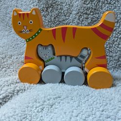 Wooden Cats On Wheels Toy For Babies & Toddlers