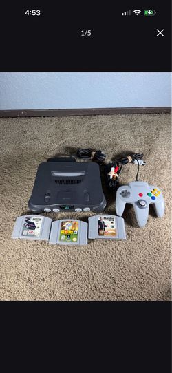 Nintendo 64 N64 Console Bundle w/ Controller, Cables & 3 Games – Tested Working