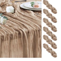 Nude Brown Boho Gauze Cheese Cloth Table Runner for Party Long Rustic Sheer Table Runners