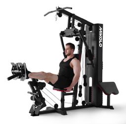 Mikolo Home Gym, Workout Station with 150LBS Weight Stack, Multifunctional Home Gym Equipment, Exercise Equipment for Full Body Strength Training