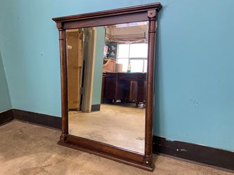 Traditional Style Dark Wood Frame Mirror
