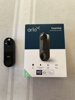 Arlo Essential Wired Video Doorbell - HD Video, 180° View, Night Vision, Audio