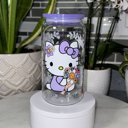 Custom 16oz acrylic cup floral hello kitty
