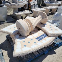 Concrete Mosaic Picnic Table with 3 Benches/ Outdoor Patio Furniture