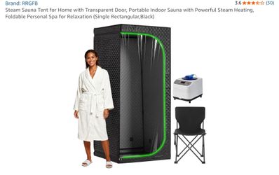 RRGFB Steam Sauna Tent for Home with Transparent Door, Portable Indoor Sauna with Powerful Steam Heating, Foldable Personal Spa for Relaxation (Single