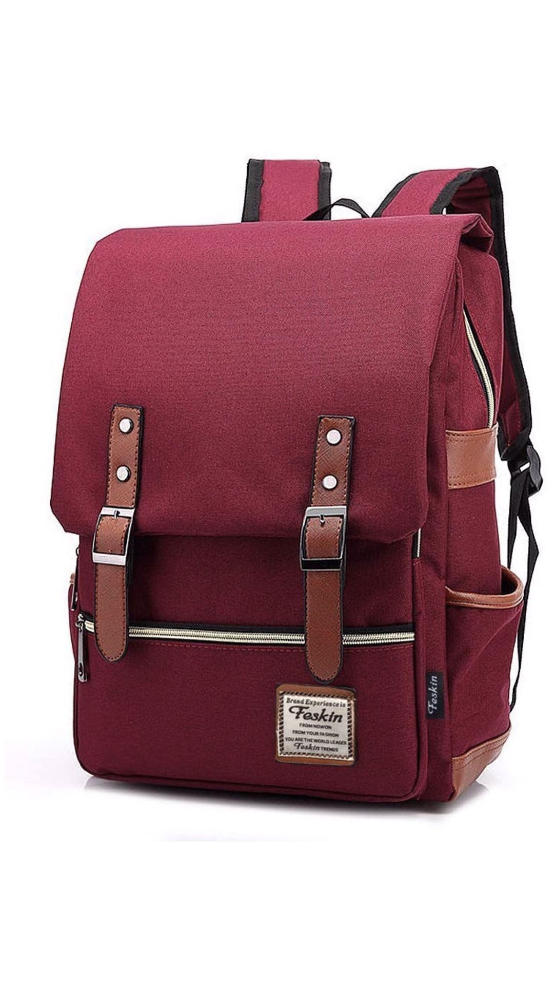 Unisex Professional Slim Business Laptop Backpack (Wine Red)