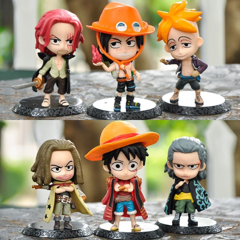6 PCs One Piece Anime Figures Luffy Shanks Ace Marco