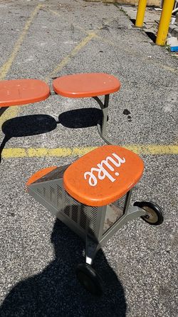 Nike shoe store stool, with matching bench. Stool on wheels.