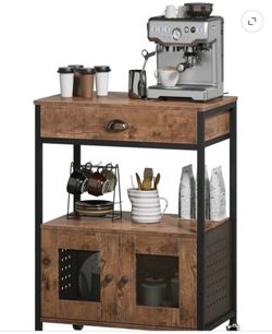 Industrial Coffee Bar Cart with Storage