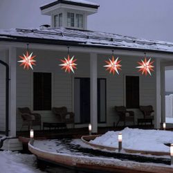 Christmas Lights, 21” Large Star, Hanging Outdoor Star  Light, Holiday Decorations