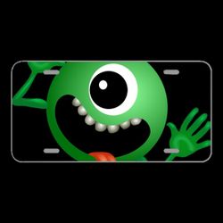 License Plate Novelty Car Front Alien Green Smiley Monster Cartoon