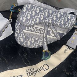 Dior Oblique Embroidered Saddle Bag