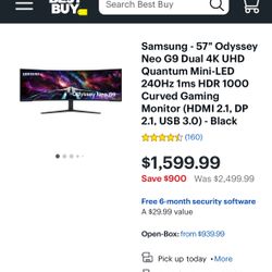 Samsung - 57" Odyssey Neo G9 Dual 4K UHD Quantum Gaming Monitor