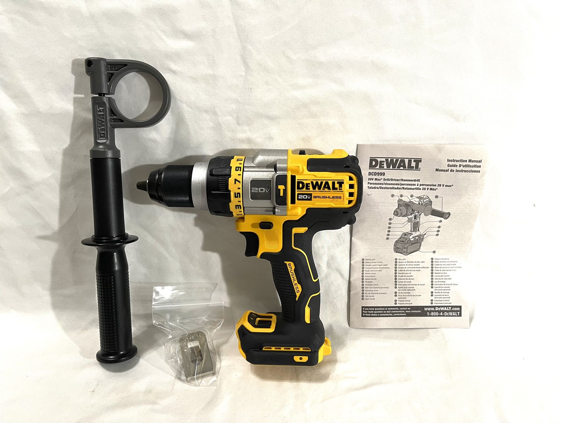 Brand New Dewalt (Flex Volt-Advantage) Brushless Hammer Drill With Handle. Retails For $239 For Tool Only,