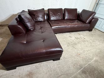 Dark Brown Leather Sectional Couch