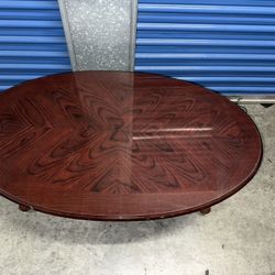 Oval Wood Table with Patterned Top