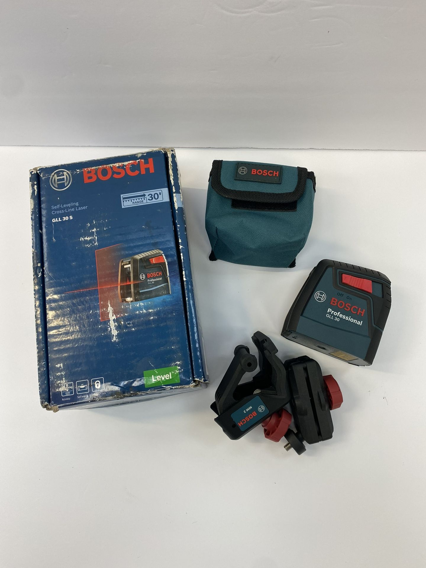 Bosch GLL30 30 ft Self Leveling Cross Line Laser With Mount And Pouch!