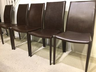 Brown leather dining chair