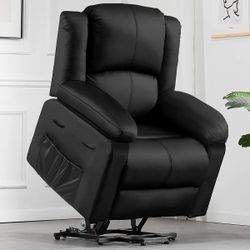 New Power Lift Recliner for Elderly, Lift Chair with Heat and Massage，PU Recliner Sofa and Infinite Position for Living Room, Black  New in box *  * L