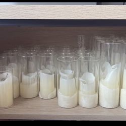 14 candles + glass vase candle holders