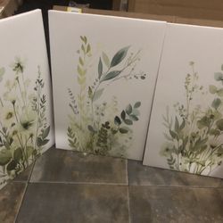 Floral Canvas Wall Art Set of 3 