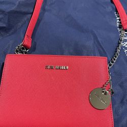 Steve Madden Bright Red Designer Crossbody Shoulder Bag with charm