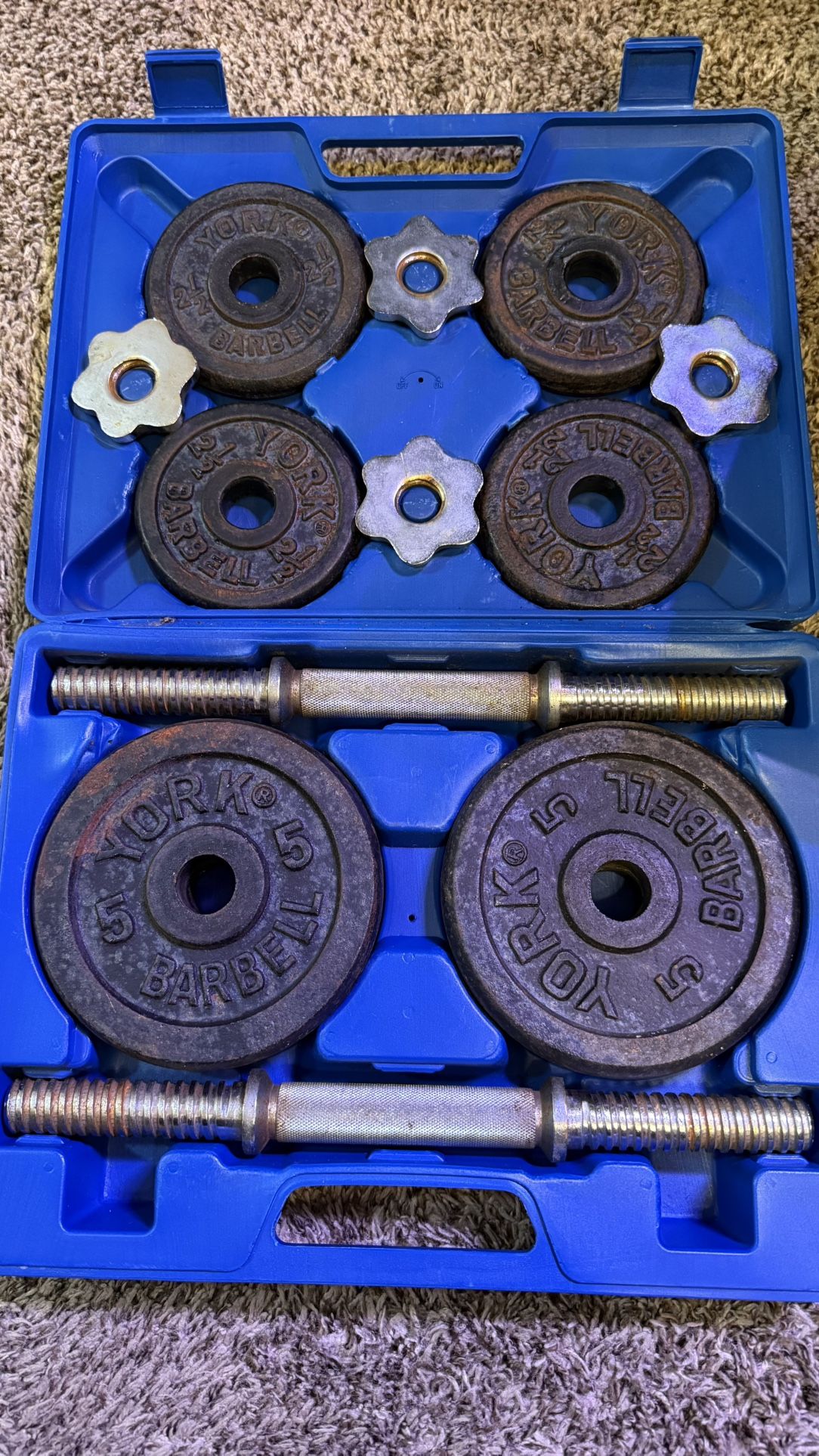 York 40 lb. adjustable cast iron dumbbell set