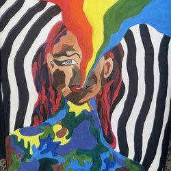 Rainbow Mind Portrait (Zebra Background)