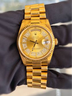 Rolex Day-Date 36mm President 18k Yellow Gold 18238 String Diamond Dial Double Quick Set Box Appraisal