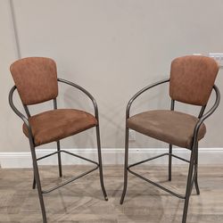 Modern Bar-Height Chairs w/ Arms – Set of 2