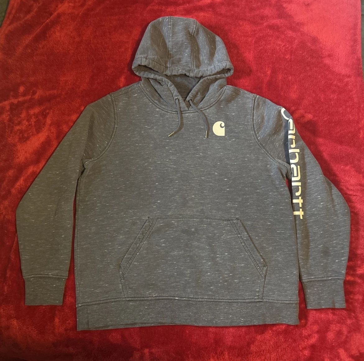 Carhartt Womens X Large 16/18 Relaxed Fit Gray Pullover Hoodie With Front Pocket