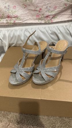 Silver Glittery Strappy Party Heels