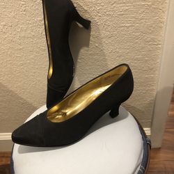 Black Satin Pumps