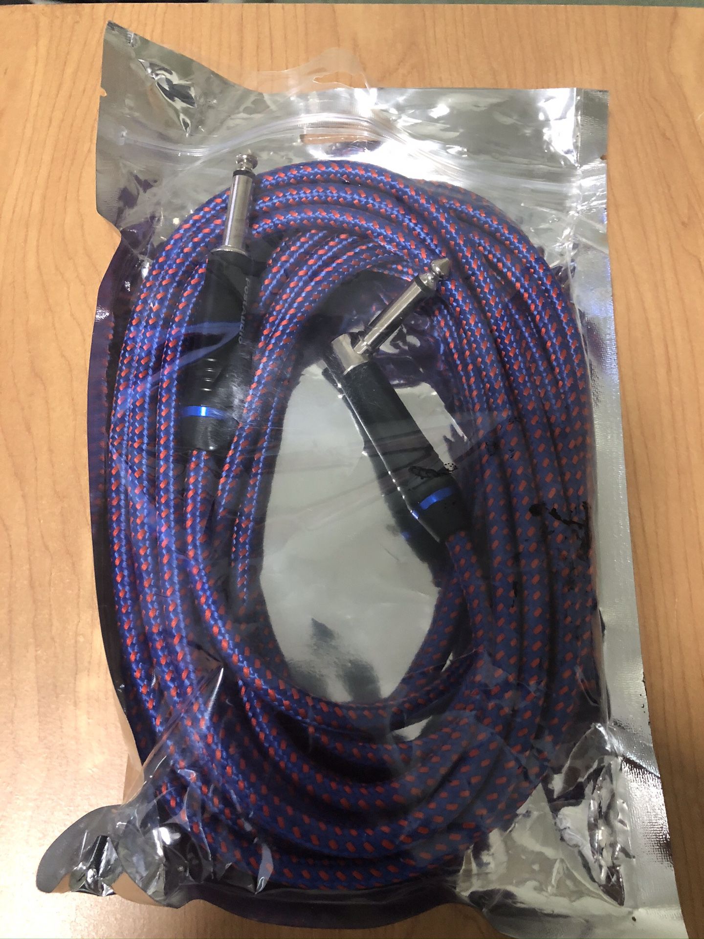 20 ft Right-Angle cable heavy duty commercial quality, for Electric Guitars, Musical/Audio Instruments new never used. Fender, Squier, bass, amp, eff