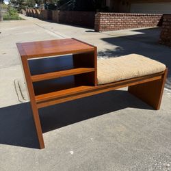 Vintage MCM Teak Telephone Bench (with storage)