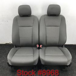 2015 Through 2017 Ford F150 GRAY Cloth Power Heated Front Bucket Seat Seats Stock #8968