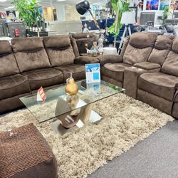 Amazing Deal😱Limited Time Offer Gorgeous Chocolate Reclining Sofa+Love Seat $999 Don’t Miss Out✅
