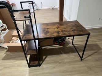 desk with 4 tier shelf