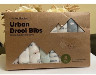 KeaBabies 8-PACK Organic Baby Bibs. Extra Absorbent, Easy To Clean & Put On. New