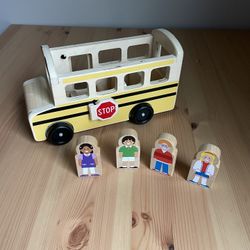 Melissa & Doug School Bus Wooden Play Set With Figures - School Bus Toddler Toy For Pretend Play, Classic Toys For Kids