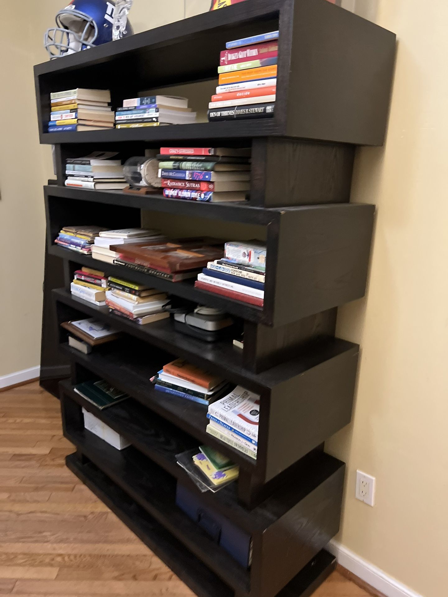 Black wood bookshelf comes in 2 parts 72”x50”x18” p/u in Willow Grove PA