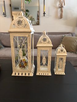 TRIROCKS-Set of 3 Large Decorative Candle Lanterns