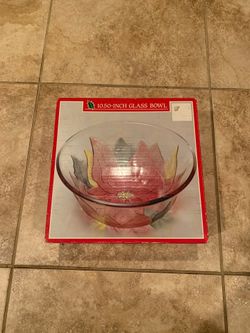 Never Used Vintage 10.50-Inch Glass Bowl Flower Design