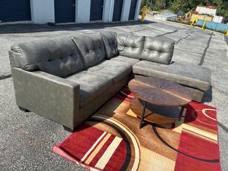 Gray Leather Sectional Sofa with Chaise and more
