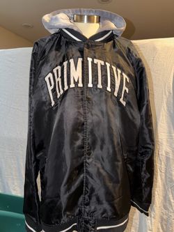 Primitive Skateboarding Collegiate Two-Fer Hooded Varsity Jacket - Black/Grey (Men's XL)